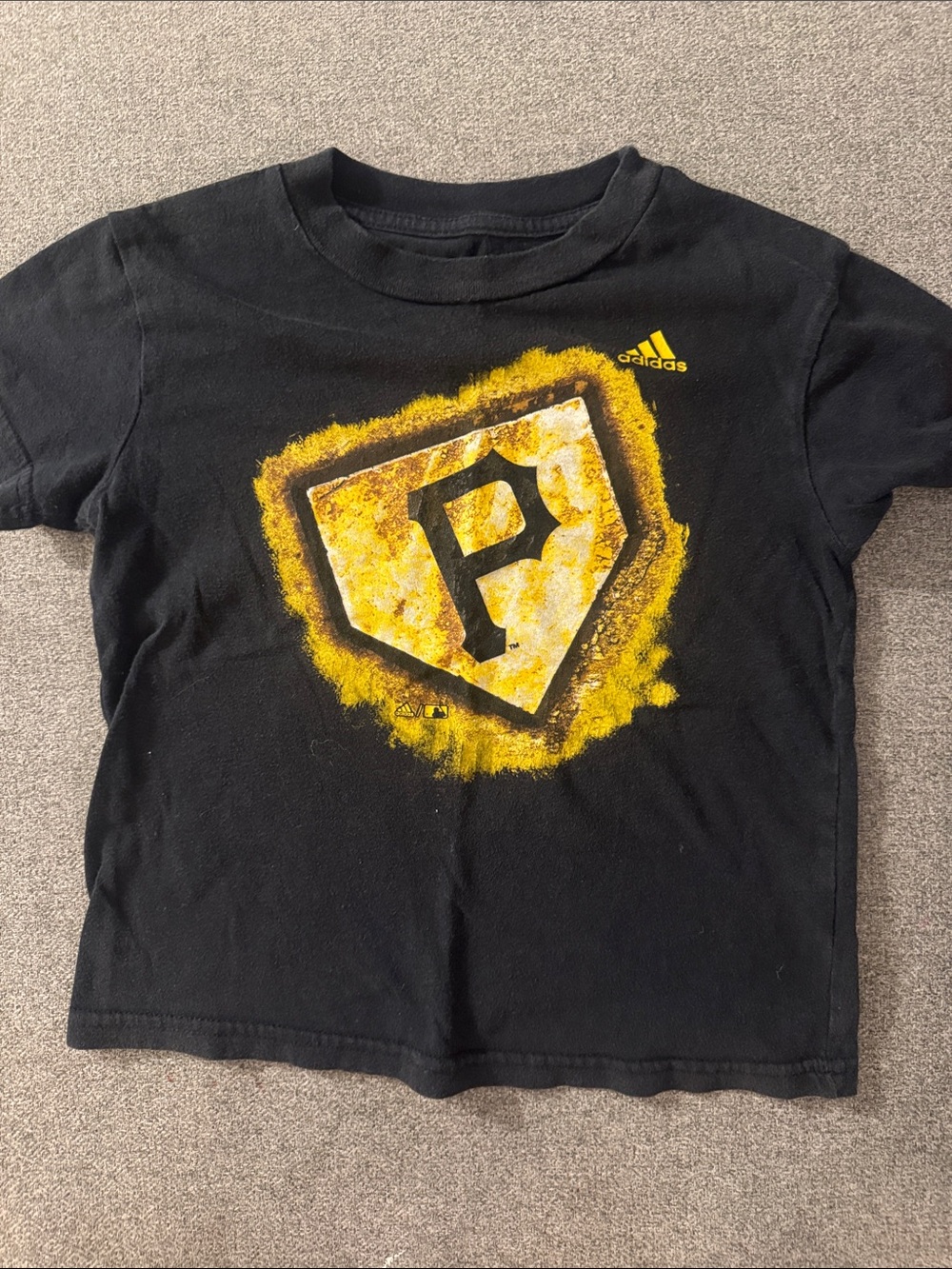 5/$15- adidas Kids Black T-Shirt with Yellow Graphic